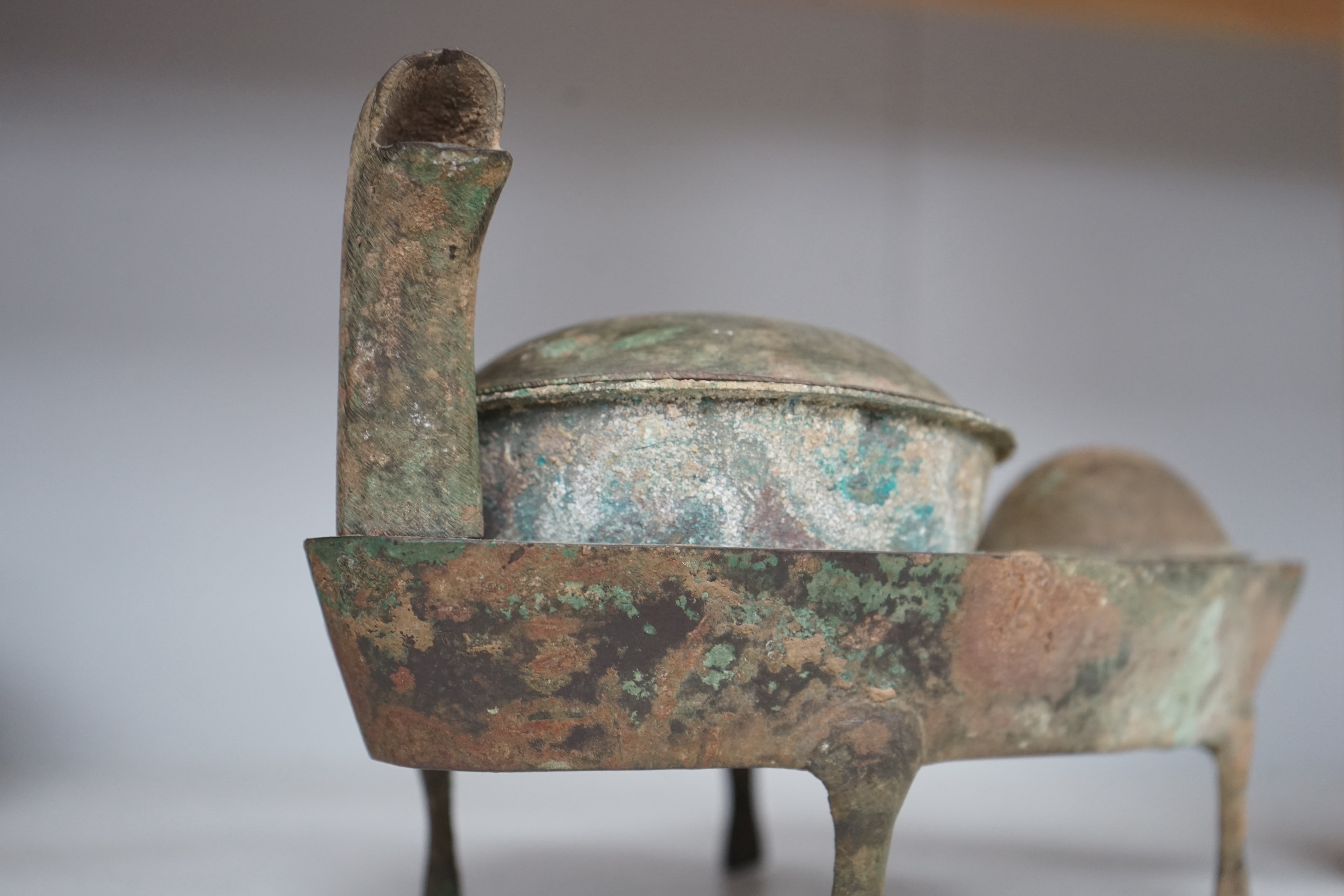 A Chinese bronze zoomorphic stove, Han Dynasty. Condition - fair